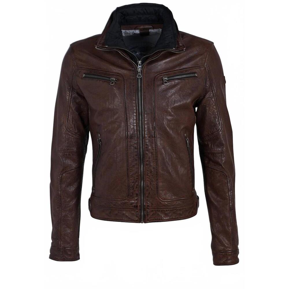 NEW MAURITIUS men's bain cf leather jacket in dark wood